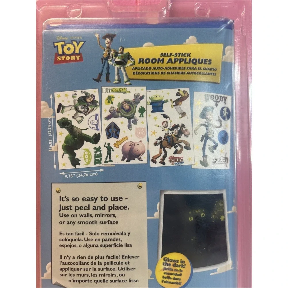 NEW Disney Pixar Toy Story Self Stick Room Appliques 55 Stickers Glows Removable
